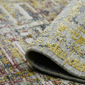 Dazzle Hand-knotted Wool Silk Geometric Rug for Elegant Living Room and Bedroom Decor
