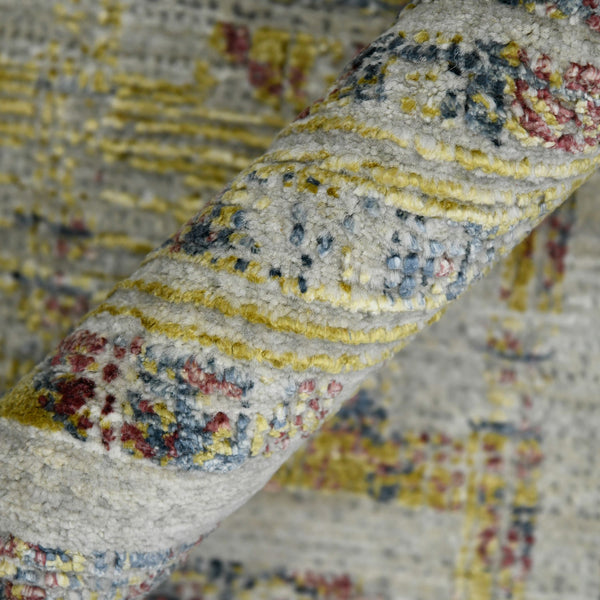 Dazzle Hand-knotted Wool Silk Geometric Rug for Elegant Living Room and Bedroom Decor