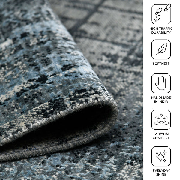Dazzle Hand-knotted Wool Silk Area Rug Transitional Abstract Low Pile Accent