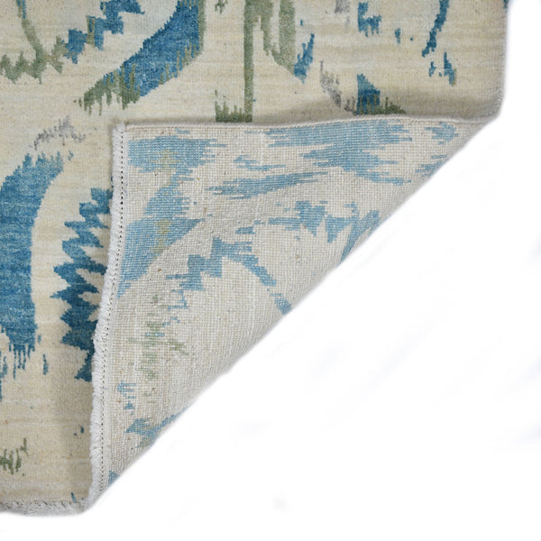 Dazzle Hand-knotted Wool Silk Area Rug Ivory Floral Transitional Living Room Accent
