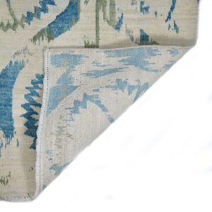 Dazzle Hand-knotted Wool Silk Area Rug Ivory Floral Transitional Living Room Accent