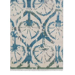 Dazzle Hand-knotted Wool Silk Area Rug Ivory Floral Transitional Living Room Accent