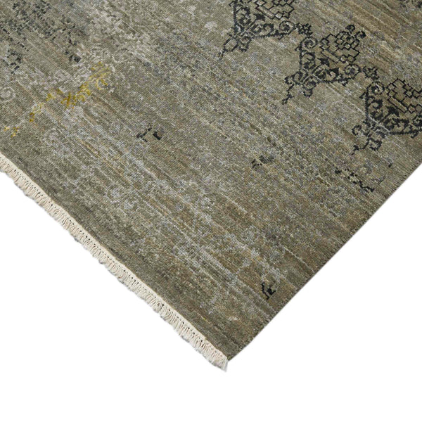 Dazzle Hand-knotted Wool Silk Geometric Area Rug Artisan Crafted for Modern Living Spaces