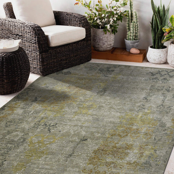 Dazzle Hand-knotted Wool Silk Geometric Area Rug Artisan Crafted for Modern Living Spaces