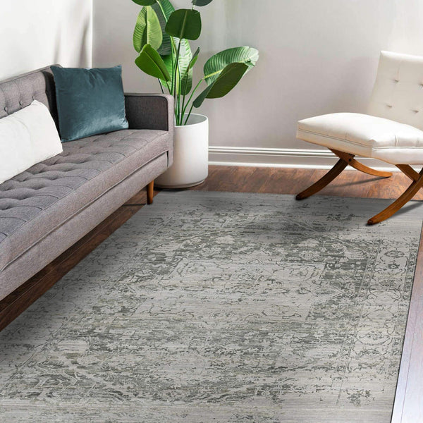 Dazzle Hand-knotted Wool Silk Abstract Area Rug Artisan Low Pile Modern Accent