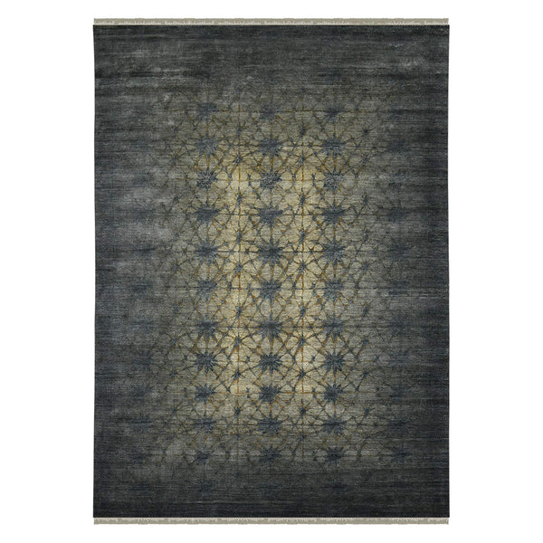 AMER Rugs Dazzle Hand-knotted Wool Silk Area Rug Abstract Graphite Accent for Living Room DAZ950203