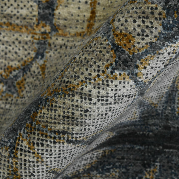 Dazzle Hand-knotted Wool Silk Area Rug Abstract Graphite Accent for Living Room