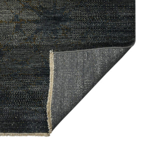 Dazzle Hand-knotted Wool Silk Area Rug Abstract Graphite Accent for Living Room