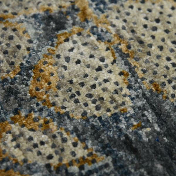 Dazzle Hand-knotted Wool Silk Area Rug Abstract Graphite Accent for Living Room