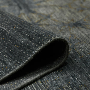 Dazzle Hand-knotted Wool Silk Area Rug Abstract Graphite Accent for Living Room