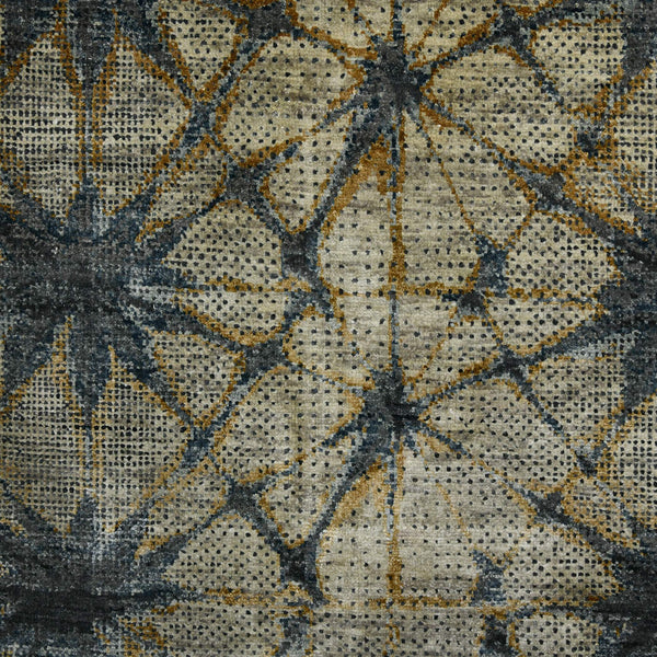 Dazzle Hand-knotted Wool Silk Area Rug Abstract Graphite Accent for Living Room