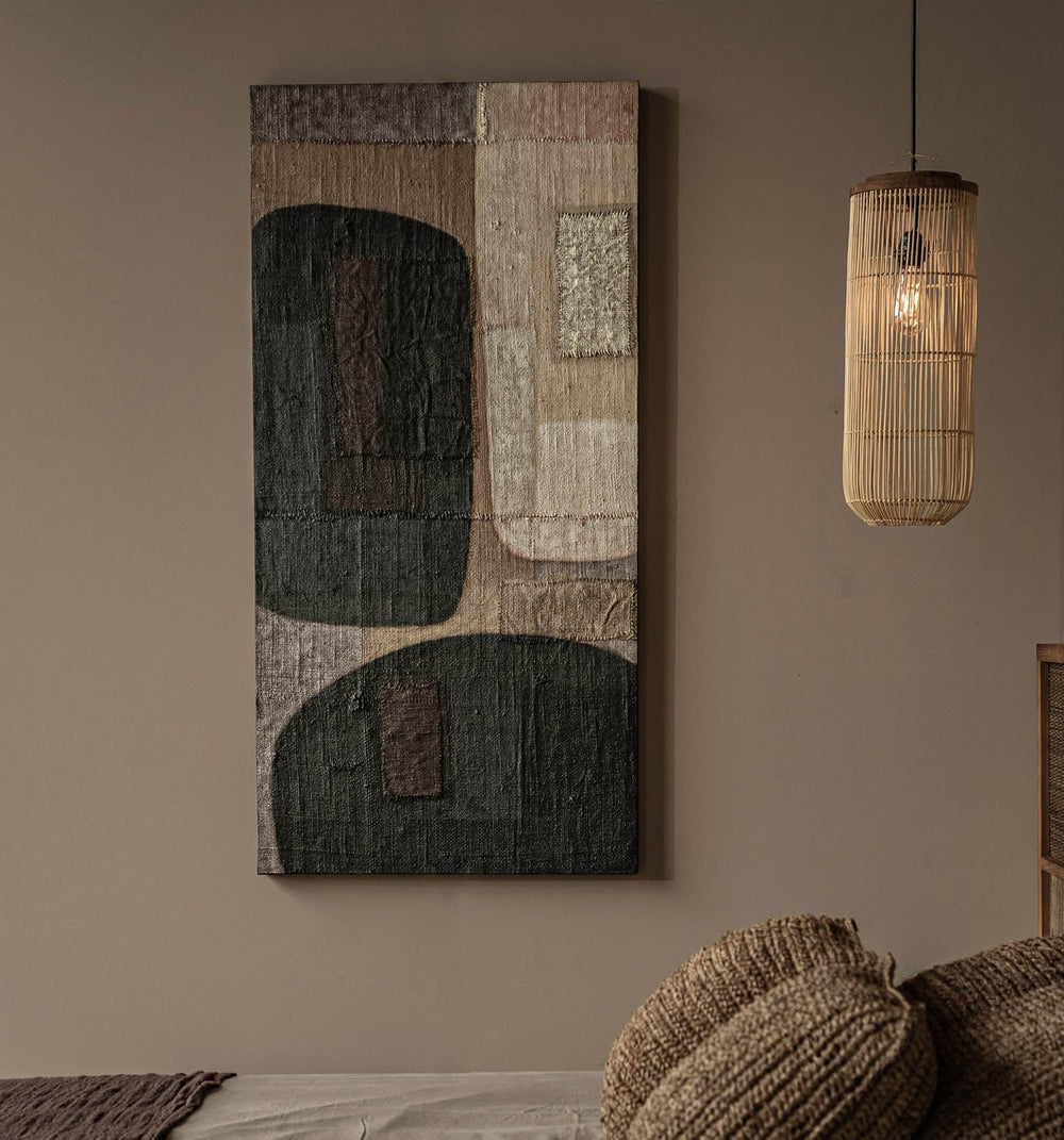 Lh Imports D-bodhi Modern Artwork - New Dawn Collection, Eco-friendly Decor From Reclaimed Materials Brown Reclaimed Wood,Rice Bags,Reused Jute Fabric Dba121