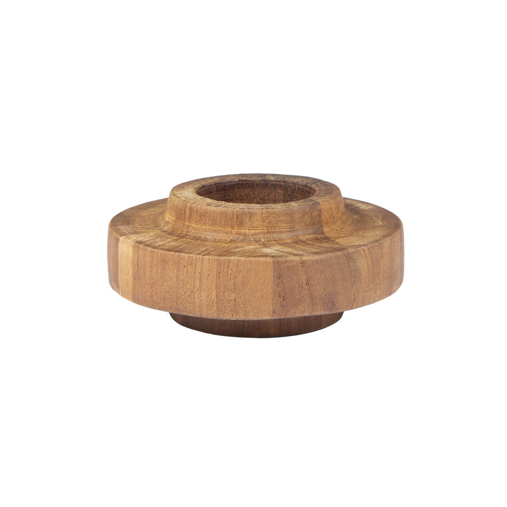 Lh Imports D-bodhi Ring Candle Holder - Handcrafted Indonesian Wood Grain For Elegant Home Décor & Style Brown Teak Wood Dba146-wg