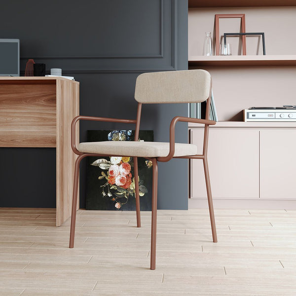 Manhattan Comfort Whythe Modern Dining Chair Natural Linen & Corten DC-2PZ-111