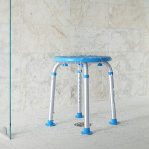 English Elm HERCULES Adjustable Bath & Shower Stool - Tool-Free Assembly, 300 lbs Capacity, Safe & Durable Support Blue DC-HY3400L-BLU-GG