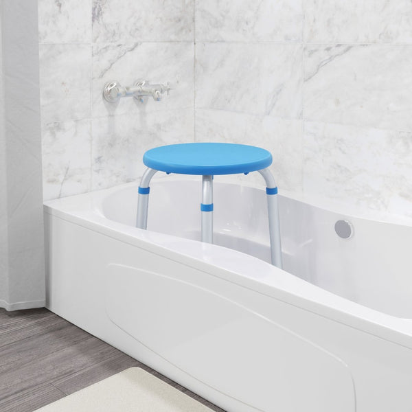 English Elm HERCULES Adjustable Bath & Shower Stool - Tool-Free Assembly, 300 lbs Capacity, Safe & Durable Support Blue DC-HY3400L-BLU-GG