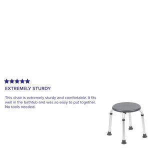 English Elm HERCULES Adjustable Bath & Shower Stool - Tool-Free Assembly, 300 lbs Capacity, Safe & Durable Support Gray DC-HY3400L-GRY-GG