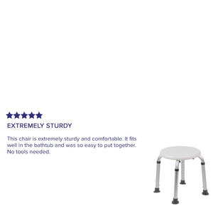 English Elm HERCULES Adjustable Bath & Shower Stool - Tool-Free Assembly, 300 lbs Capacity, Safe & Durable Support White DC-HY3400L-WH-GG