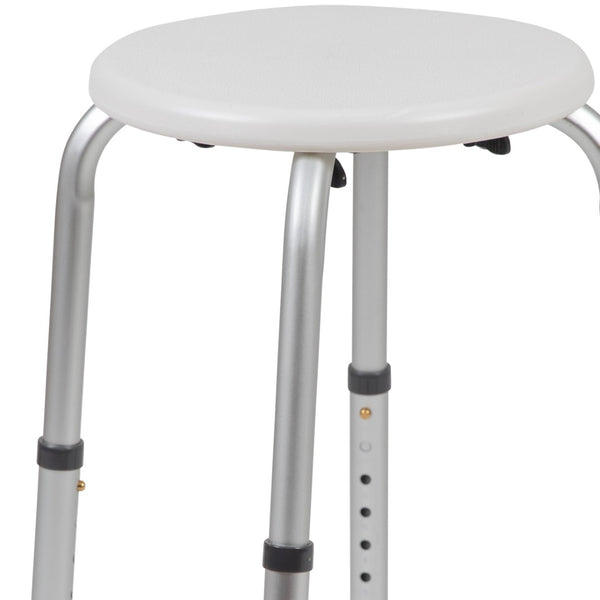 English Elm HERCULES Adjustable Bath & Shower Stool - Tool-Free Assembly, 300 lbs Capacity, Safe & Durable Support White DC-HY3400L-WH-GG