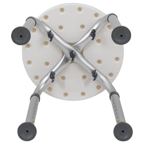 English Elm HERCULES Adjustable Bath & Shower Stool - Tool-Free Assembly, 300 lbs Capacity, Safe & Durable Support White DC-HY3400L-WH-GG