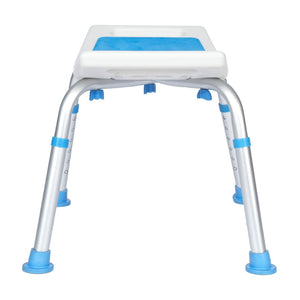 English Elm HERCULES Adjustable Padded Shower Stool - Non-Slip, Lightweight, Tool-Free, and Comfortable Design DC-HY3401LE-WHTBLU-GG