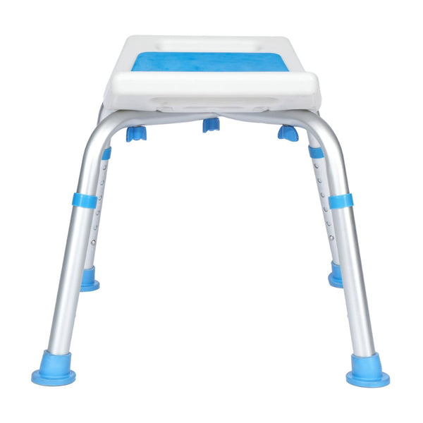 English Elm HERCULES Adjustable Padded Shower Stool - Non-Slip, Lightweight, Tool-Free, and Comfortable Design DC-HY3401LE-WHTBLU-GG