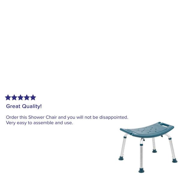 English Elm HERCULES Tool-Free Adjustable Bath & Shower Chair, 300 lb Capacity for Safe, Comfortable Use Navy DC-HY3410L-NV-GG