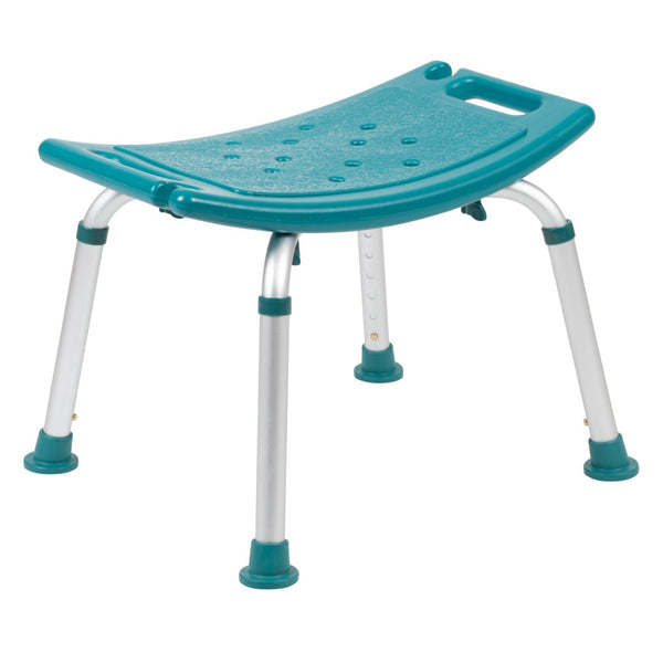 English Elm HERCULES Tool-Free Adjustable Bath & Shower Chair, 300 lb Capacity for Safe, Comfortable Use Teal DC-HY3410L-TL-GG