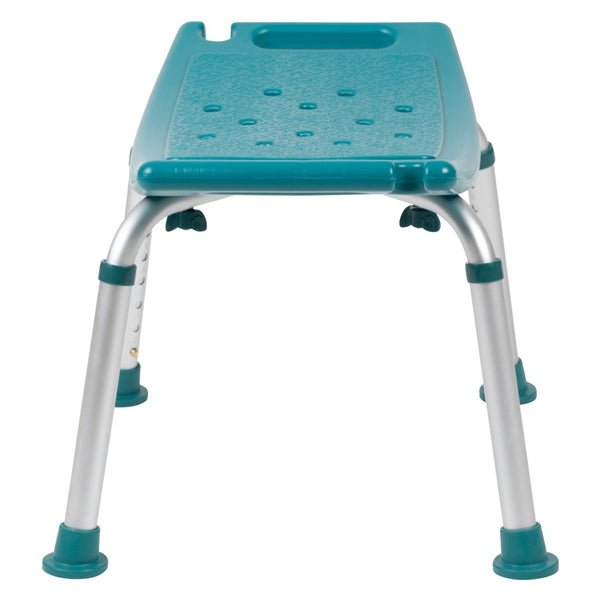 English Elm HERCULES Tool-Free Adjustable Bath & Shower Chair, 300 lb Capacity for Safe, Comfortable Use Teal DC-HY3410L-TL-GG