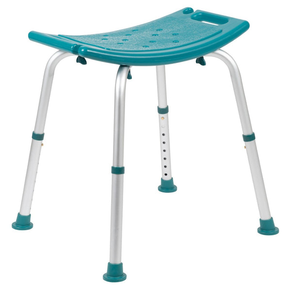 English Elm HERCULES Tool-Free Adjustable Bath & Shower Chair, 300 lb Capacity for Safe, Comfortable Use Teal DC-HY3410L-TL-GG