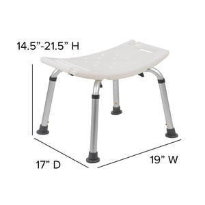 English Elm HERCULES Tool-Free Adjustable Bath & Shower Chair, 300 lb Capacity for Safe, Comfortable Use White DC-HY3410L-WH-GG
