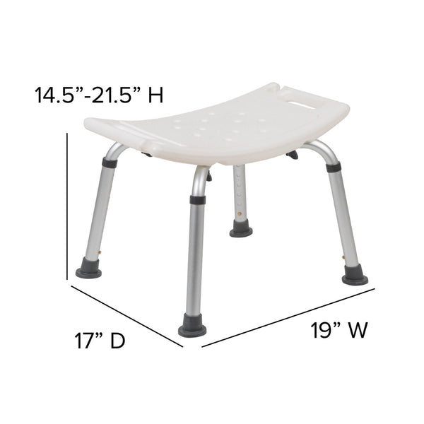 English Elm HERCULES Tool-Free Adjustable Bath & Shower Chair, 300 lb Capacity for Safe, Comfortable Use White DC-HY3410L-WH-GG