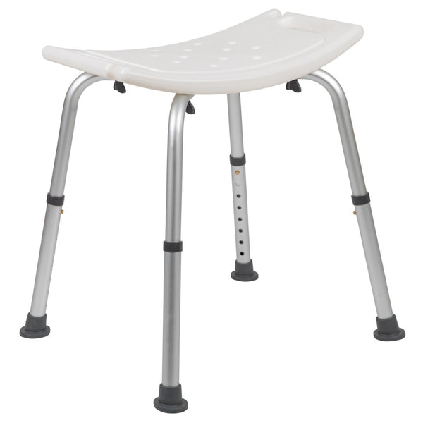 English Elm HERCULES Tool-Free Adjustable Bath & Shower Chair, 300 lb Capacity for Safe, Comfortable Use White DC-HY3410L-WH-GG