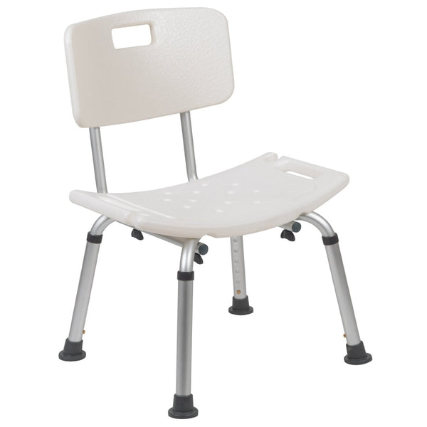 English Elm HERCULES Adjustable White Bath & Shower Chair - Tool-Free Assembly, 300 lb Capacity, Safe & Durable DC-HY3500L-WH-GG