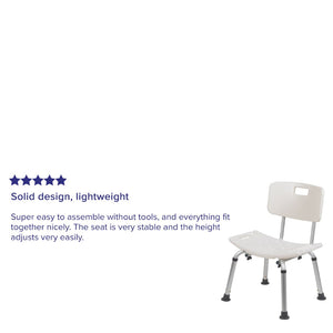 English Elm HERCULES Adjustable White Bath & Shower Chair - Tool-Free Assembly, 300 lb Capacity, Safe & Durable DC-HY3500L-WH-GG