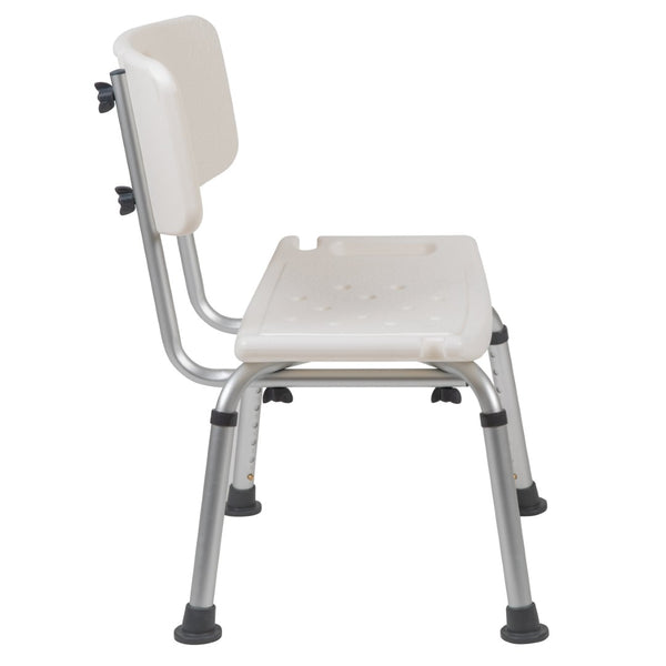 English Elm HERCULES Adjustable White Bath & Shower Chair - Tool-Free Assembly, 300 lb Capacity, Safe & Durable DC-HY3500L-WH-GG
