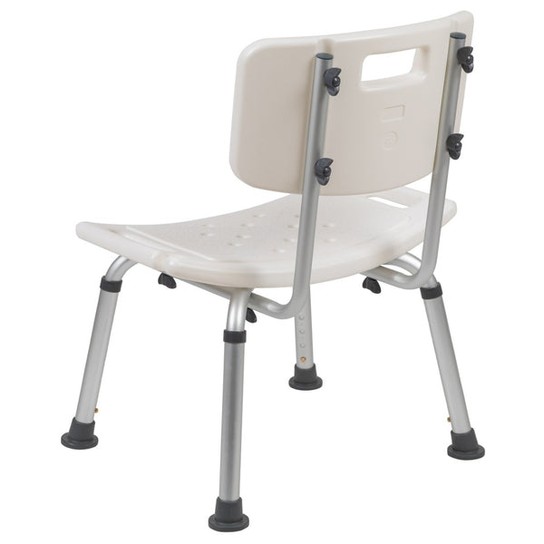 English Elm HERCULES Adjustable White Bath & Shower Chair - Tool-Free Assembly, 300 lb Capacity, Safe & Durable DC-HY3500L-WH-GG
