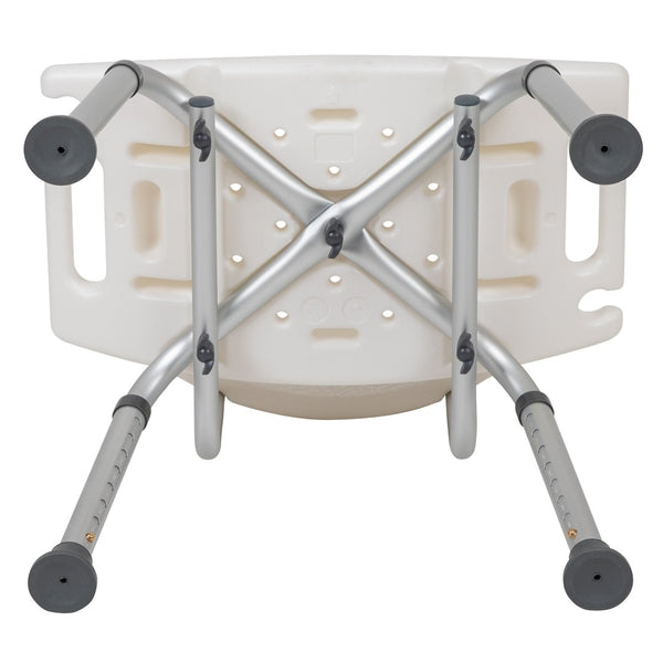English Elm HERCULES Adjustable White Bath & Shower Chair - Tool-Free Assembly, 300 lb Capacity, Safe & Durable DC-HY3500L-WH-GG