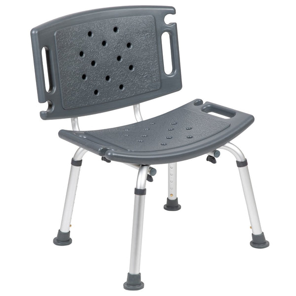 English Elm HERCULES Tool-Free Adjustable Bath & Shower Chair, 300 lb Capacity, Medical-Grade Comfort & Safety Gray DC-HY3501L-GRY-GG