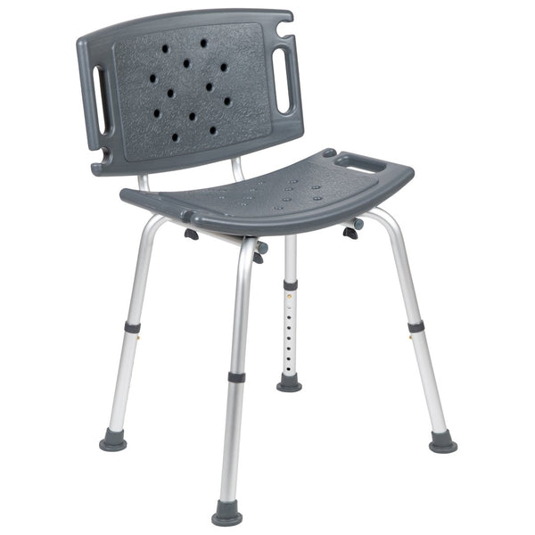 English Elm HERCULES Tool-Free Adjustable Bath & Shower Chair, 300 lb Capacity, Medical-Grade Comfort & Safety Gray DC-HY3501L-GRY-GG