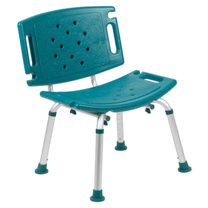 English Elm HERCULES Tool-Free Adjustable Bath & Shower Chair, 300 lb Capacity, Medical-Grade Comfort & Safety Teal DC-HY3501L-TL-GG