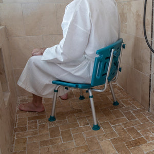 English Elm HERCULES Tool-Free Adjustable Bath & Shower Chair, 300 lb Capacity, Medical-Grade Comfort & Safety Teal DC-HY3501L-TL-GG