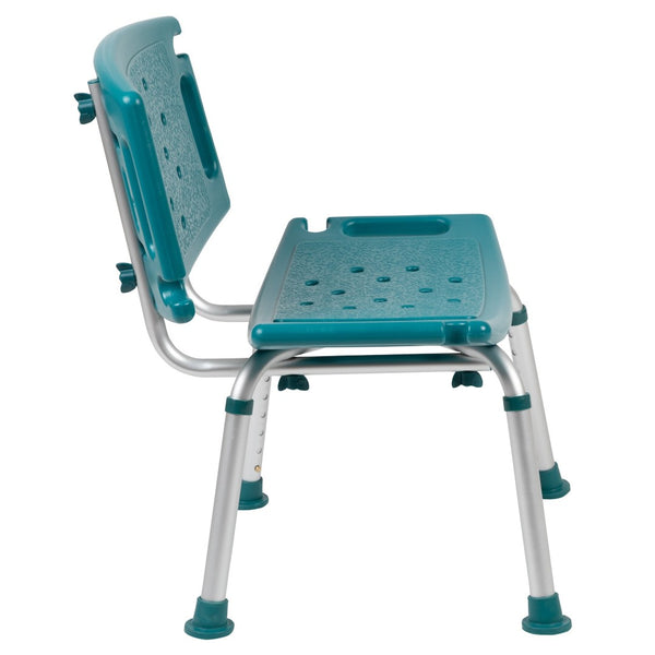English Elm HERCULES Tool-Free Adjustable Bath & Shower Chair, 300 lb Capacity, Medical-Grade Comfort & Safety Teal DC-HY3501L-TL-GG