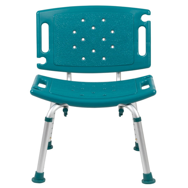 English Elm HERCULES Tool-Free Adjustable Bath & Shower Chair, 300 lb Capacity, Medical-Grade Comfort & Safety Teal DC-HY3501L-TL-GG