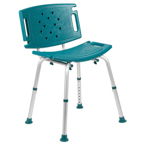 English Elm HERCULES Tool-Free Adjustable Bath & Shower Chair, 300 lb Capacity, Medical-Grade Comfort & Safety Teal DC-HY3501L-TL-GG