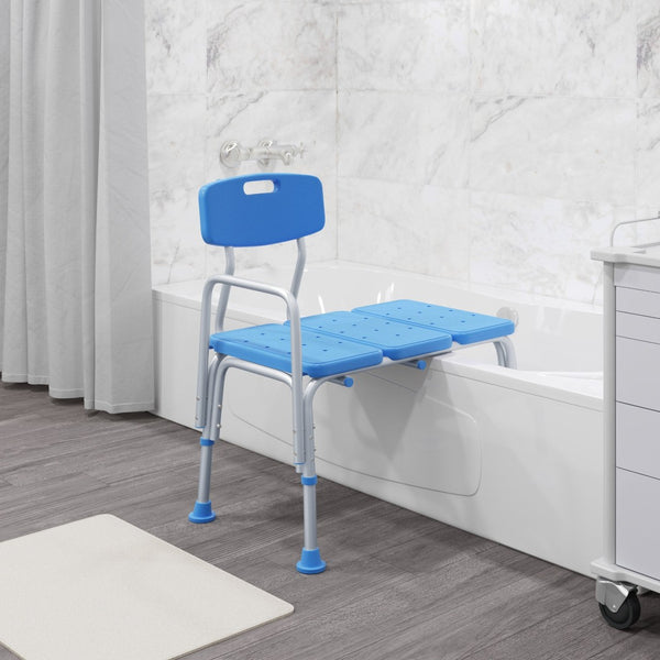 English Elm HERCULES Adjustable Bath & Shower Transfer Bench for Safe, Comfortable Mobility with 300 lbs Capacity Blue DC-HY3510L-BLU-GG