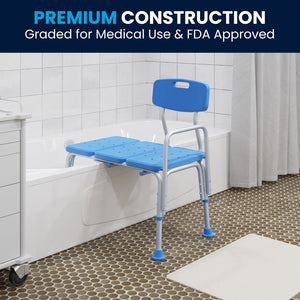 English Elm HERCULES Adjustable Bath & Shower Transfer Bench for Safe, Comfortable Mobility with 300 lbs Capacity Blue DC-HY3510L-BLU-GG