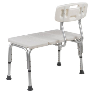 English Elm HERCULES Adjustable Bath & Shower Transfer Bench for Safe, Comfortable Mobility with 300 lbs Capacity White DC-HY3510L-WH-GG