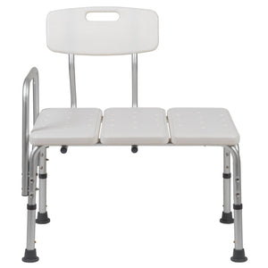 English Elm HERCULES Adjustable Bath & Shower Transfer Bench for Safe, Comfortable Mobility with 300 lbs Capacity White DC-HY3510L-WH-GG