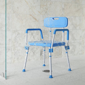 English Elm HERCULES Adjustable Bath & Shower Chair for Safety, Stability, and Custom Comfort Up to 300 lbs Blue DC-HY3520L-BLU-GG